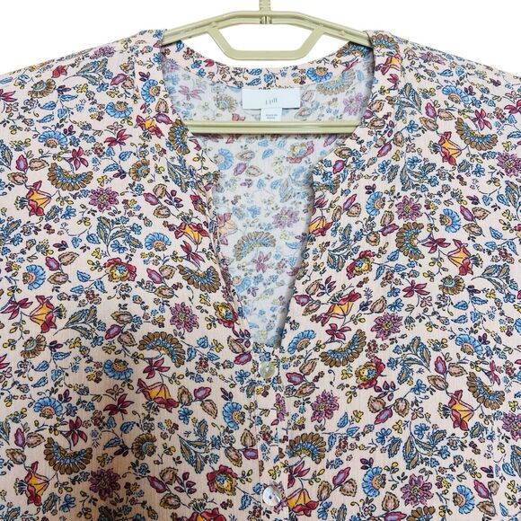 J. Jill Dress Size L Maxi Multi Floral Button Down Front Blush Pink Shirt Dress - Picture 2 of 13